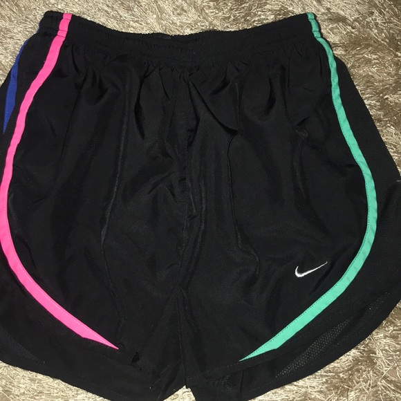 black nike shorts with colorful trim
